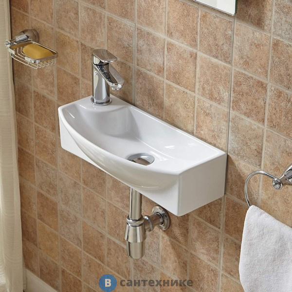 Раковина WELTWASSER AISBACH 7946 GL-WT L подвесная (глянцевая белая) 455х220х130 мм