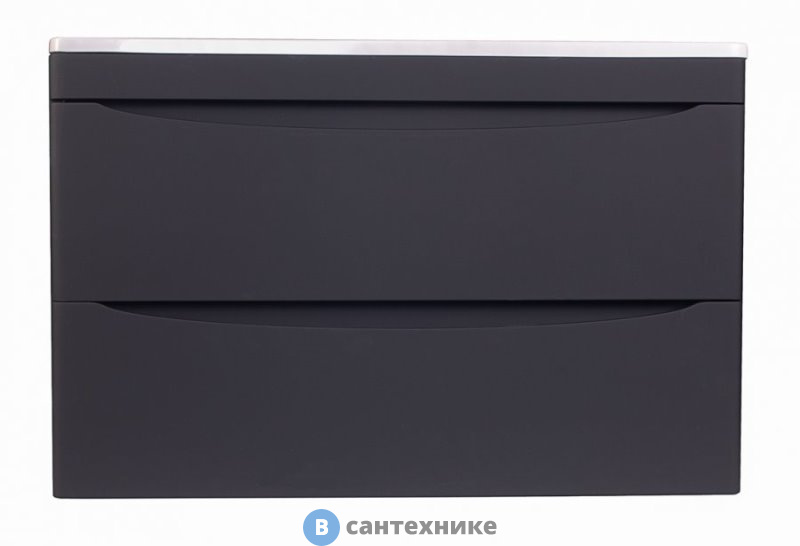 Тумба под раковину Style line Бергамо мини 80 (2 ящ.) Люкс антискрейтч черный, PLUS подвесная (2000565689007)