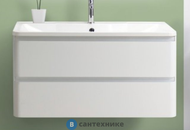 Тумба под раковину BelBagno 90 см ALBANO-900-2C-SO-BL подвесная с двумя выкатными ящиками, Bianco Lucido