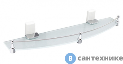 картинка Полка WasserKRAFT Leine K-5044 White (K-5024 White) стеклянная металл, хромоникелевое покрытие, закаленное матовое стекло, ABS - пластик