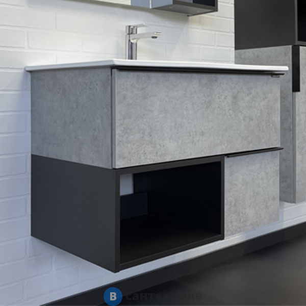 Тумба Comforty Франкфурт-75 бетон светлый с раковиной COMFORTY 75E