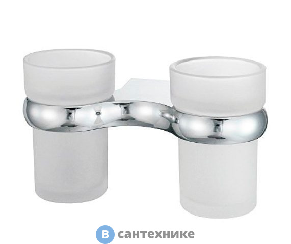 Подстаканник двойной стеклянный WasserKRAFT Berkel K-6828D металл, хромоникелевое покрытие, матовое стекло