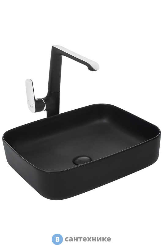 Раковина WELTWASSER ELBACH 2195 MB накладная (матовая чёрная) /500х390х140/