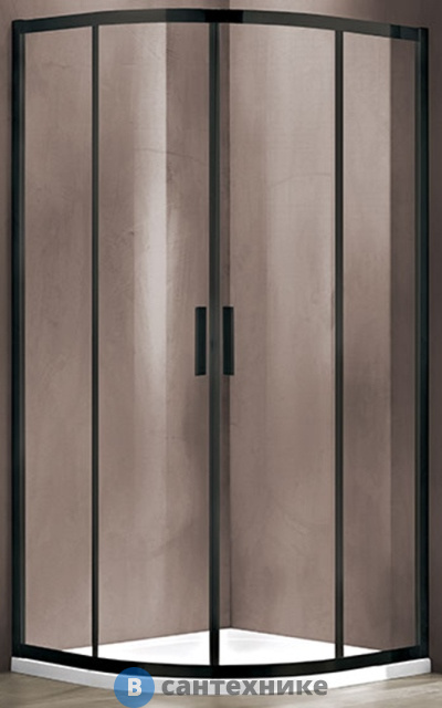 Душевой уголок Vincea Garda VSQ-1G900CLB, 900*900, черный, стекло прозрачное, без поддона