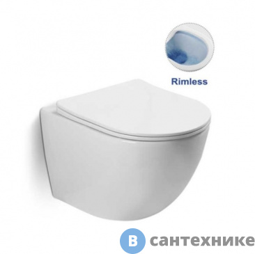 картинка Унитаз подвесной Vincea Globo VT1-14S безободковый, белый, ультратонкое сиденье soft-close