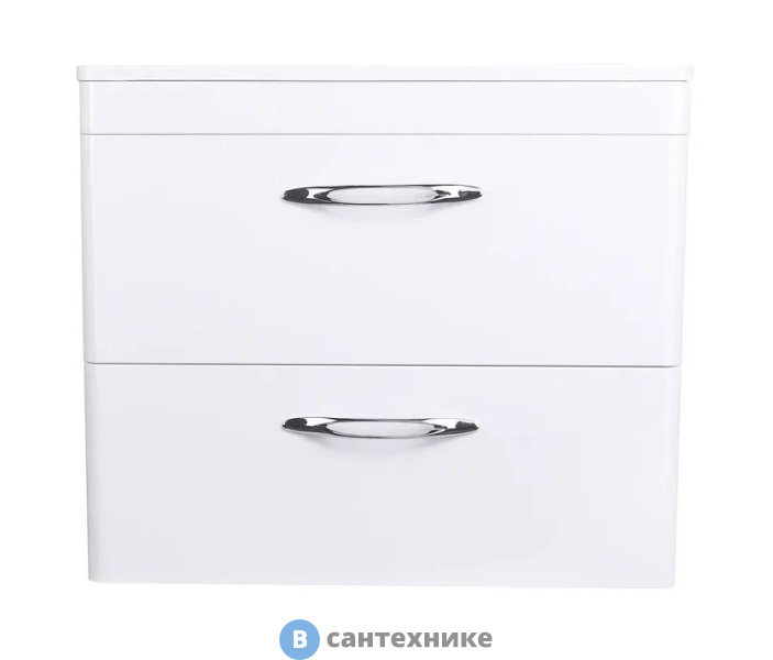 Тумба под раковину Style line Каре 70 (2 ящ.) Люкс белая, подвесная PLUS (2000949234267)