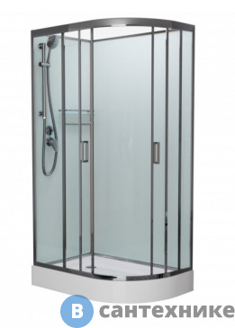 картинка Душевая кабина Frank F411L М Brilliant левосторонняя, низкий поддон, б/к (без крыши) матовое стекло