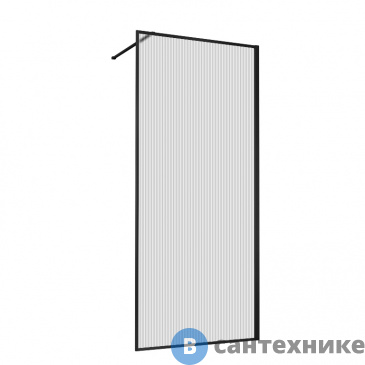 картинка Душевая перегородка Vincea Walk-In VSW-1HP900FLB, 900*2000, черный матовый, стекло рифленое