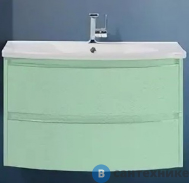 картинка Тумба под раковину BelBagno 100 см PROSPERO BB1000DVC/MO подвесная, с двумя выкатными ящиками, с доводчиками, Menta Opaco