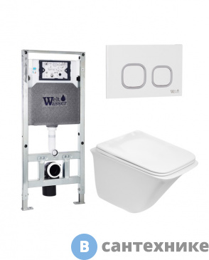 картинка Унитаз с инсталляцией WELTWASSER и кнопкой смыва (AMBERG 506 ST + ROTBACH 004 GL-WT + AMBERG RD-WT)