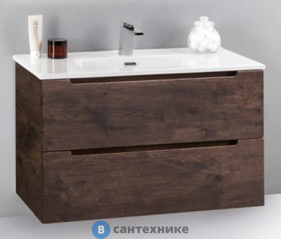 Тумба под раковину BelBagno ETNA39-800/390-2C-SO-RW-P подвесная с двумя выкатными ящиками, Rovere Moro