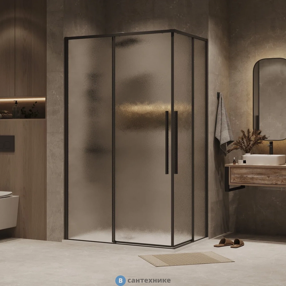 Душевое ограждение Grossman Galaxy (90х110х195) раздвижная, черный матовый, стекло шиншилла (300.K33.01.90R11L.21.02)