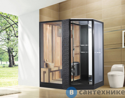 картинка Душевая кабина Orans SR-89103LS Black, Long door handle (1800x1300x2200)