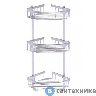 картинка Полка AZARIO AZ-814-3 угловая трехэтажная, матовый хром