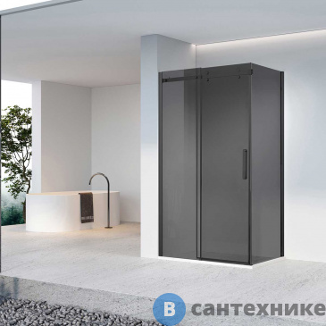 картинка Душевой уголок Vincea Como-N VSR-4CN9014CGB, 1400*900, черный, стекло тонированное