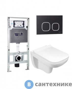 картинка Унитаз с инсталляцией WELTWASSER и кнопкой смыва (AMBERG 506 ST + KEHLBACH 004 GL-WT + AMBERG RD-BL)