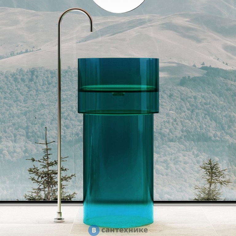 Раковина ABBER Kristall AT2701Aquamarin отдельностоящая прозрачная, бирюзовая