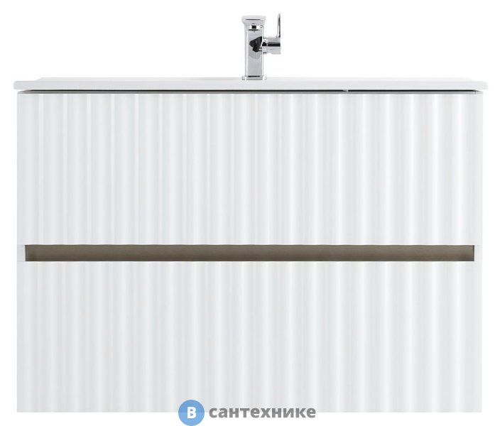 Тумба под раковину Art & MAX ELEGANT AM-ELEGANT-800-2C-SO-BL-LED-P подвесная с двумя выкатными ящиками, с LED подсветкой ручек, белый глянец, 770x469x550