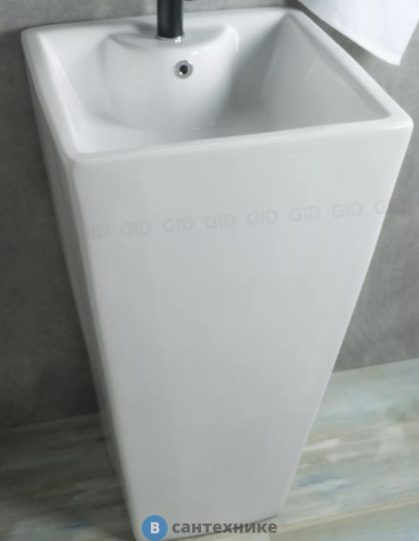 Раковина напольная GID-ceramic Nb145 белый (465х465х810)