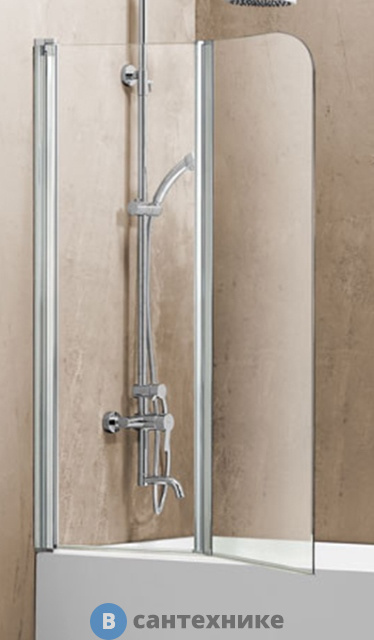 Шторка на ванну Vincea VSB-12114CL, 1140*1400, хром, стекло прозрачное