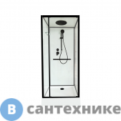 Душевая кабина Sapbox 9091B (100*100*2100) крыша стекло, стекло белый 6мм/прозрач 5 мм, профиль черн. (SB9091-100-02-WTR-BL)