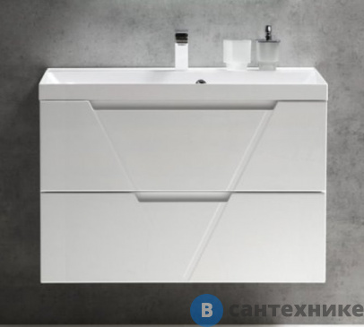 картинка Тумба под раковину BelBagno VITTORIA подвесная с двумя выкатными ящиками, Bianco Lucido, 900x450x570 (VITTORIA-900-2C-SO-BL-P)