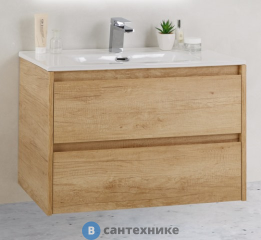 Тумба под раковину BelBagno 81 см KRAFT 39-800/390-2C-SO-RNN подвесная с двумя выкатными ящиками, Rovere Nebrasca Nature