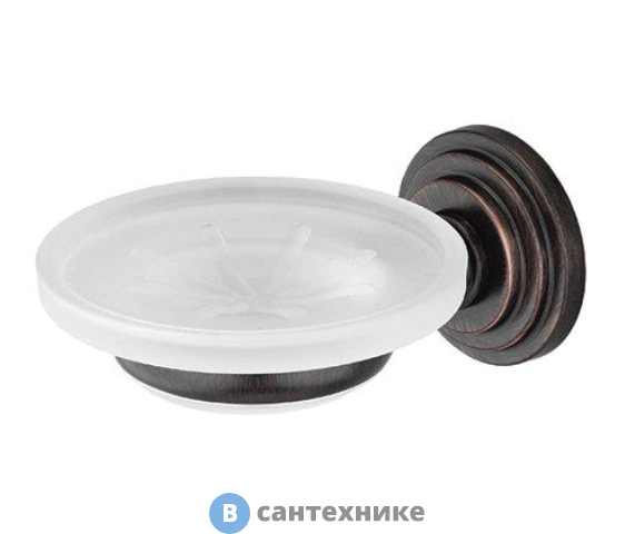 Мыльница WasserKRAFT Isar K-7329 стеклянная металл, матовое стекло, покрытие "темная бронза"