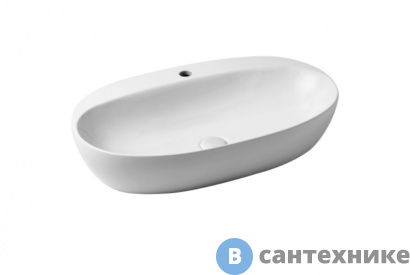 картинка Раковина AZZURRA ELEGANCE CIRCLE накладная 70х42см с 1 отв. под смеситель, белый (ELLA070420CMBI/(ECI70M bi)*1)