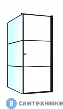 картинка Душевой уголок Berges DARK 900x900x1950 прозрачное стекло, 8 мм, профиль чёрный, правый (061020R), без поддона