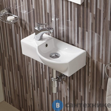 картинка Раковина WELTWASSER AISBACH 7940 GL-WT L подвесная (глянцевая белая) 400х220х120 мм