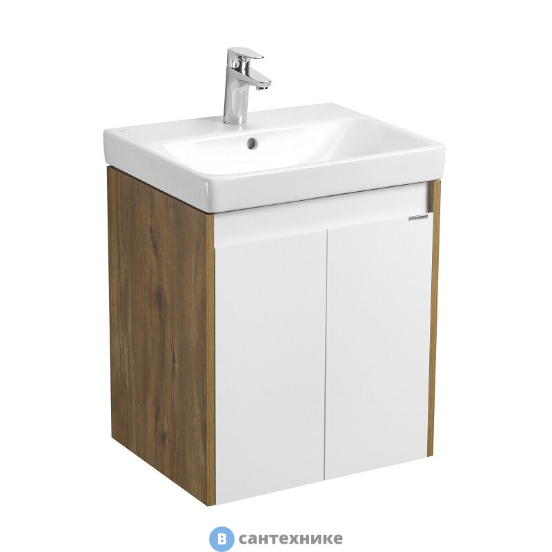 Тумба под раковину Акватон Сканди Doors 70 Белый глянец/Дуб Рустикальный (1A278901SDZ90)