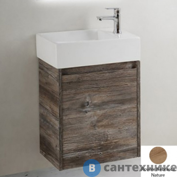 картинка Тумба под раковину BelBagno KRAFT MINI подвесная с распашной дверцей, левосторонняя, Rovere Nebrasca Nature, 494х256х500 (KRAFT MINI-500/260-1A-SO-RNN-L)