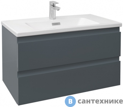 картинка Тумба под раковину Jacob Delafon EB2053-J54 Madeleine 80 см, 2 ящика, серый матовый лак