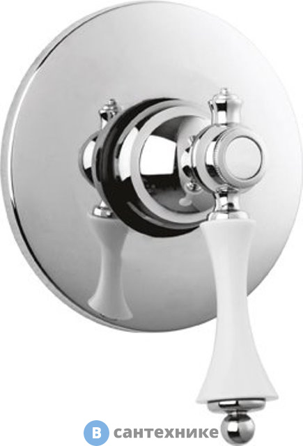 Смеситель Cezares MARGOT-DIM-01-Bi встраиваемый однорычажный для душа, хром, ручка белая