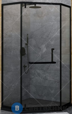 картинка Душевой уголок RGW HO-084-B 90*90*195 трапеция/чёрный/сатинат/8 мм (350608499-24) без поддона