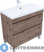 Тумба с раковиной Aquanet Нота New 90 напольная, дуб веллингтон табак (345803)