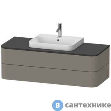 картинка Тумба Duravit Happy D.2 Plus подвесная 408x1300x550 мм 2 ящика, stone grey satin matt (HP497209292), без столешницы и раковины