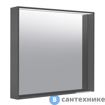картинка Зеркало Keuco PLAN 33098112500 с подсветкой, с подогревом, 800x700x105 мм, лакированный алюминий (антрацит)