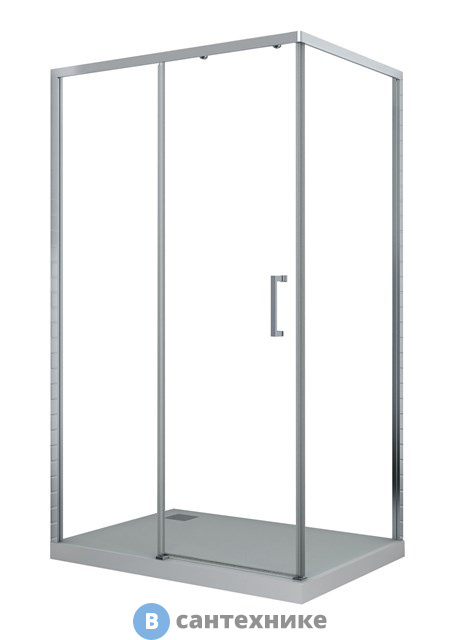 Душевой уголок Cerutti VITO110-L (80x110x195) стекло прозрачное, алюм. полир. проф., без поддона