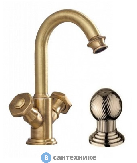 Смеситель Cezares APHRODITE-LS2-02-M на раковину с донным клапаном, бронза, ручки Шар
