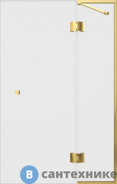 картинка Шторка на ванну STWORKI Орхус распашная, 90, профиль золото, прозрачное стекло (583093)