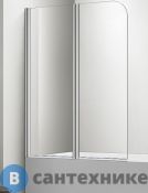 Шторка на ванну Aquatek Дельта AQNFB6222-100 двухэлементная, поворотная. 1000X1500 профиль хром, стекло прозрачное