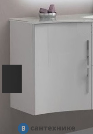 Шкафчик Cezares STING 44724 подвесной под раковину с одной распашной дверцей, реверсивный, Nero Lucido, 34x52x55