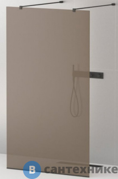 картинка Душевая перегородка Cezares LIBERTA-L-2-110-120-BR-NERO с возможностью двустороннего входа, стекло бронза, профиль чёрный, 1100x1200x1950 мм