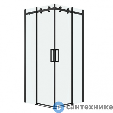 картинка Душевое ограждение Grossman Classic 300.K33.04.9090.21.00 (90*90*195) квадрат, раздвижн, черн. мат, стекло прозрачное, без поддона