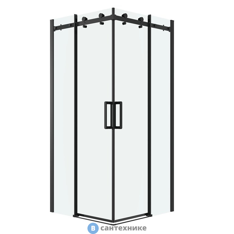 Душевое ограждение Grossman Classic 300.K33.04.9090.21.00 (90*90*195) квадрат, раздвижн, черн. мат, стекло прозрачное, без поддона