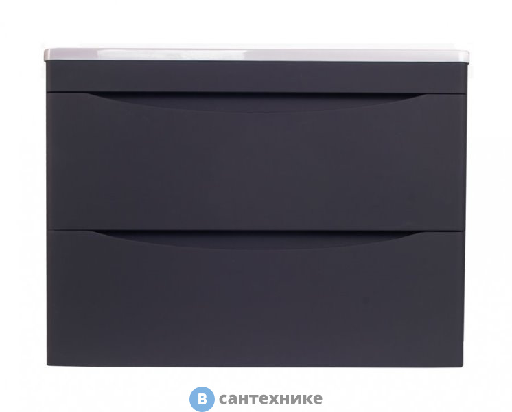 Тумба под раковину Style line Бергамо мини 70 (2 ящ.) Люкс антискрейтч чёрный, подвесная PLUS (2000949236681)