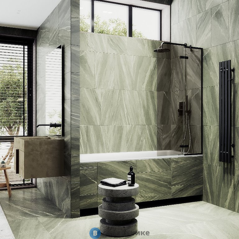 Шторка для ванны поворотная с добором MaybahGlass 1400*990 Стекло 6 мм Бронза (MGV-916-6)