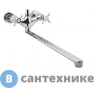 Смеситель Potato Р2360 для ванны с плоским прямым изливом с нажимным переключателем душа